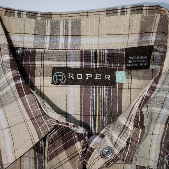 Roper Western Plaid Embroidered Button Down Shirt Size XS - Picture 7 of 8